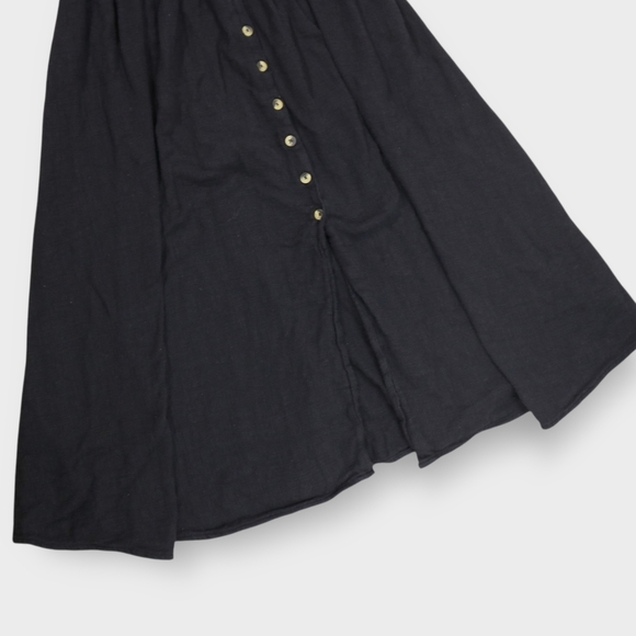 Free People Love Of My Life Dress Women's Size Small Black Midi Tie Button - Picture 6 of 9